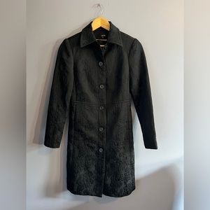 JACOB Black Floral Embroidered Button Down Coat